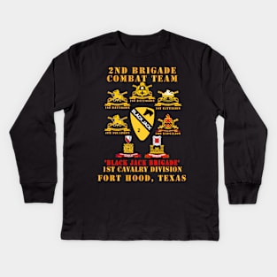 2nd Brigade Combat Team, 1st Cavalry Division - BlackJack - All Sub Units w Ribbon X 300 Kids Long Sleeve T-Shirt